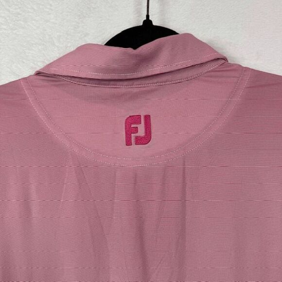 FootJoy Golf Polo Pink and White Pinstripe Performance Men's Size Large - Picture 5 of 11
